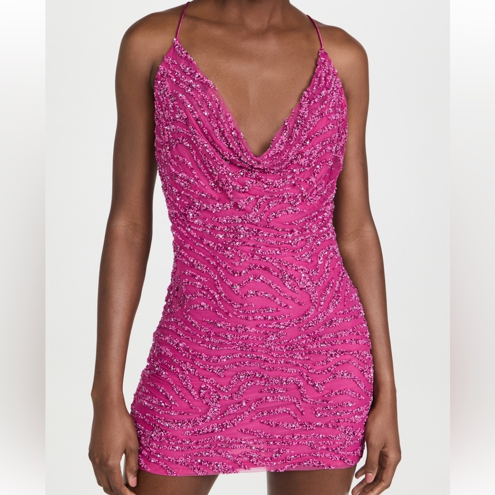 Retrofete Mich sequined dress color fuchrose tiger stripe